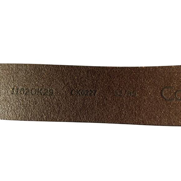 Calvin Klein Brown Leather Belt Black Square Buckle Size 32 Z22 - Picture 2 of 8